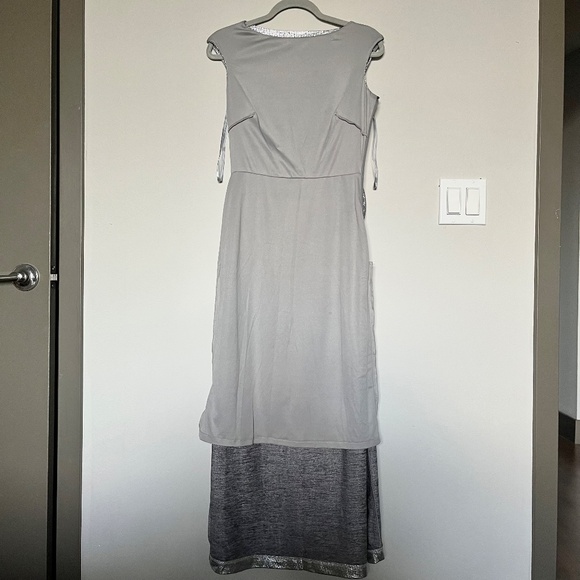 Lauren Ralph Lauren Silver Metallic Boat Neck Formal Evening Gown Size 2 ALTERED - Picture 4 of 9